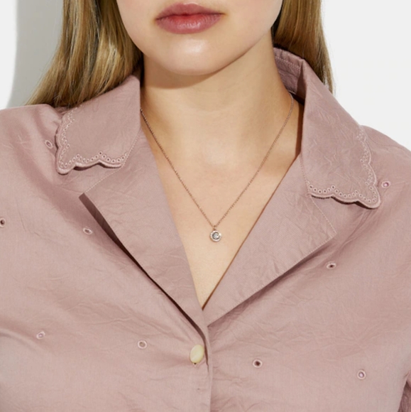 COACH Pave Halo Necklace in Gold NWT $125 - Picture 5 of 8